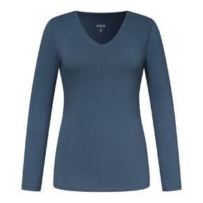 H&H Women's Essential Stretch Long Sleeve V-Neck Top