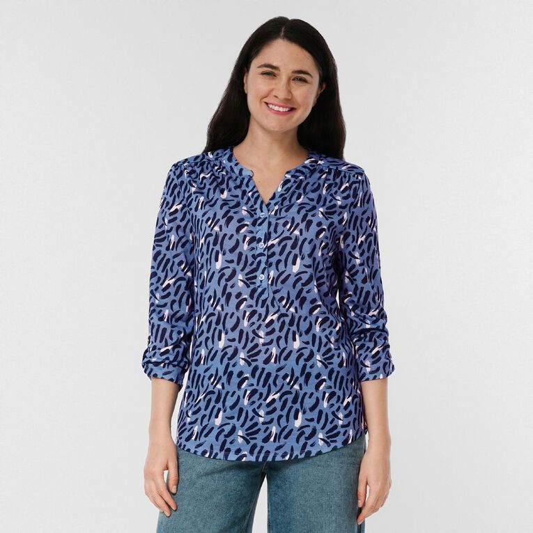 H&H Women's PB Henley, Blue Mid, hi-res