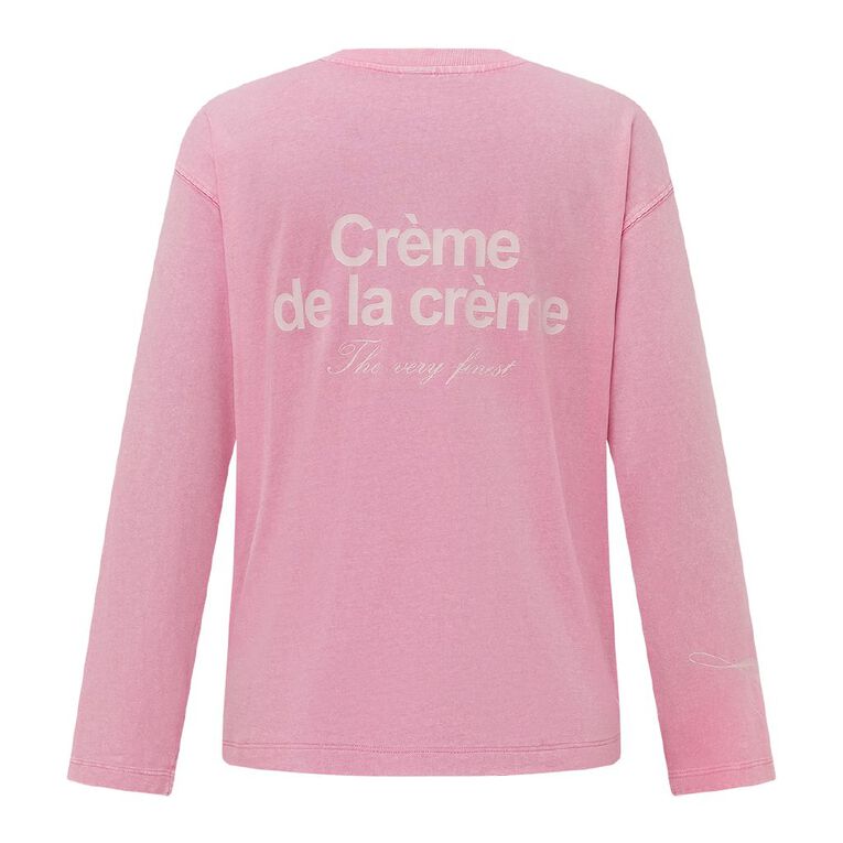 H&H Women's Long Sleeve Graphic Print Tee, Pink Mid, hi-res