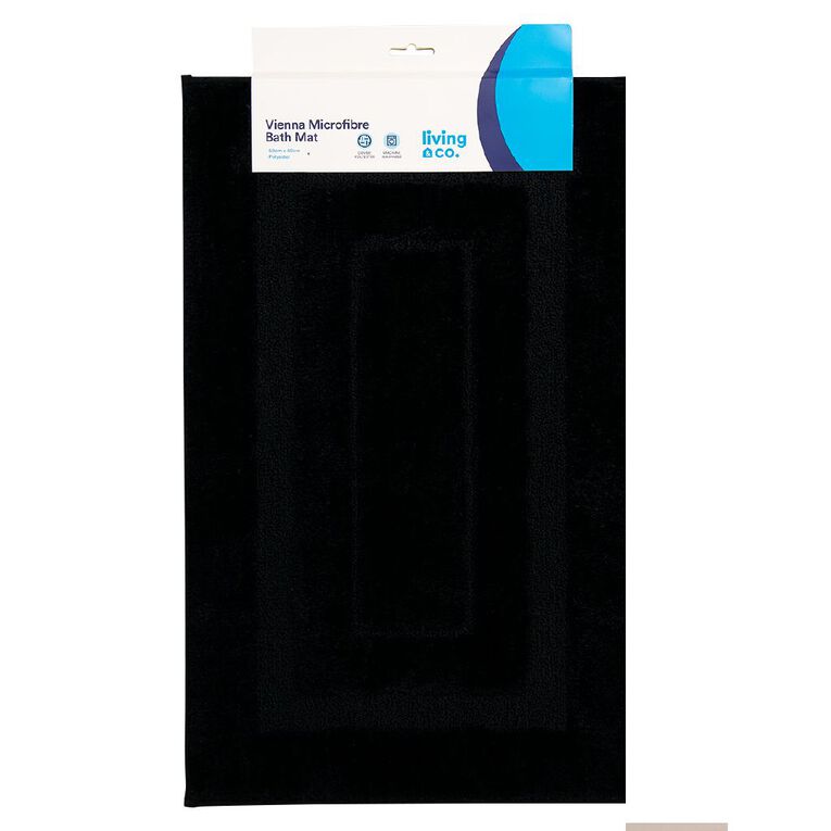 Living & Co Bath Mat Vienna Tufted Microfibre Black 50cm x 80cm, , hi-res