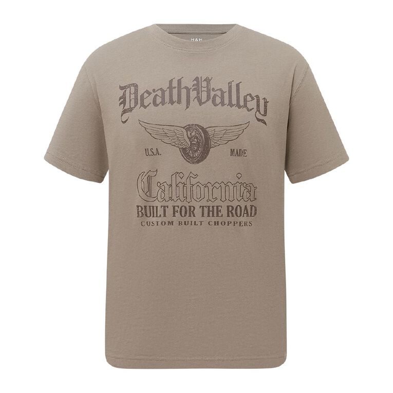 H&H Men's regular fit printed tee, Brown Mid DeathVally, hi-res