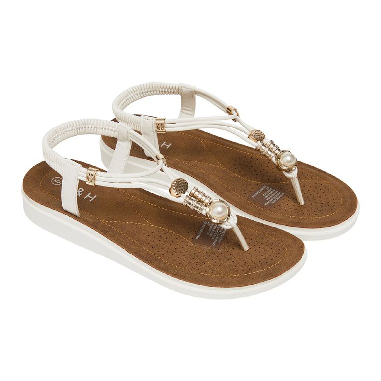 H&H Women's New Bling T-Bar Sandals, White, hi-res