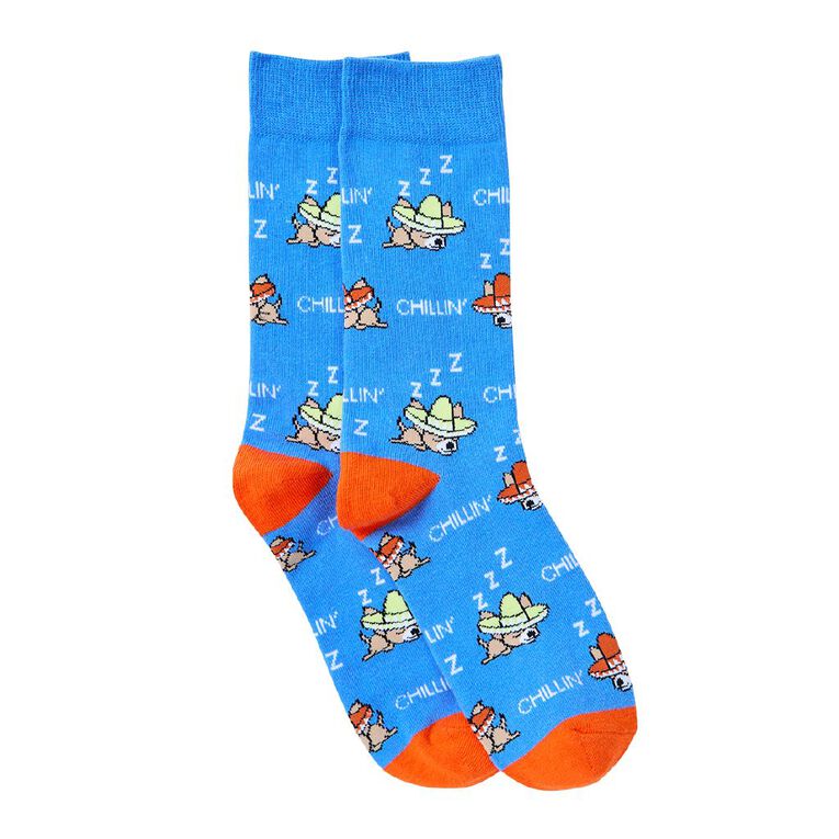 Sock Crew Novelty Crew Socks 1 Pack, Blue, hi-res