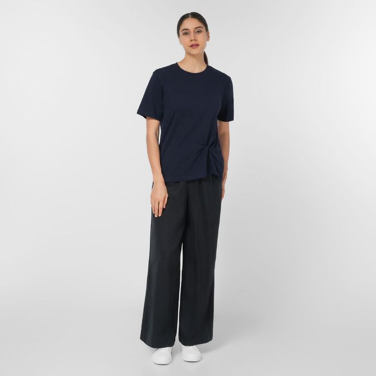 H&H Women's Short Sleeve Twist Front Tee, Navy, hi-res