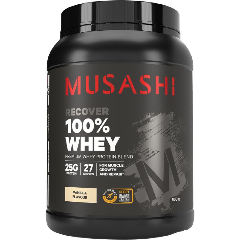 Musashi 100% Whey Protein Powder Vanilla 900g, , hi-res