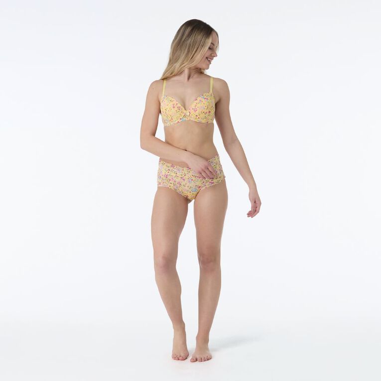 H&H Women's Poppy Lace Contour Bra, Yellow Mid S26 PRINT, hi-res