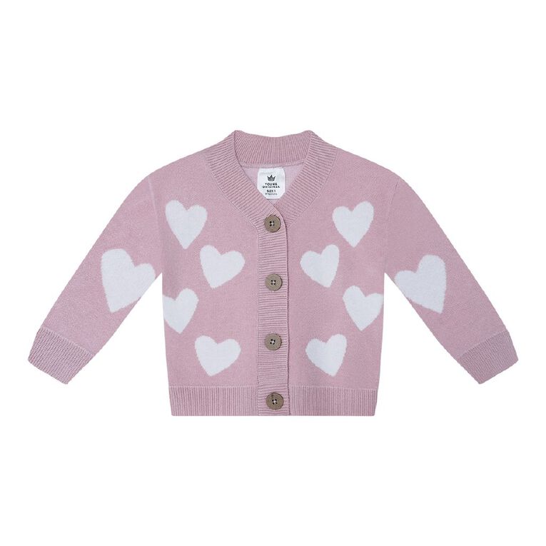 Young Original Babies' Jaquard Knitted Cardigan, Pink Mid, hi-res