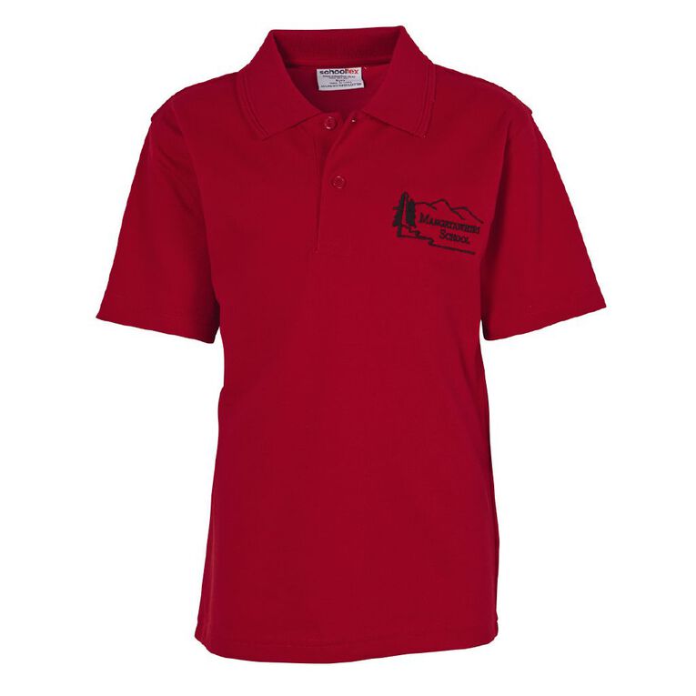 Schooltex Mangatawhiri School Short Sleeve Polo with Embroidery, Red Mid, hi-res
