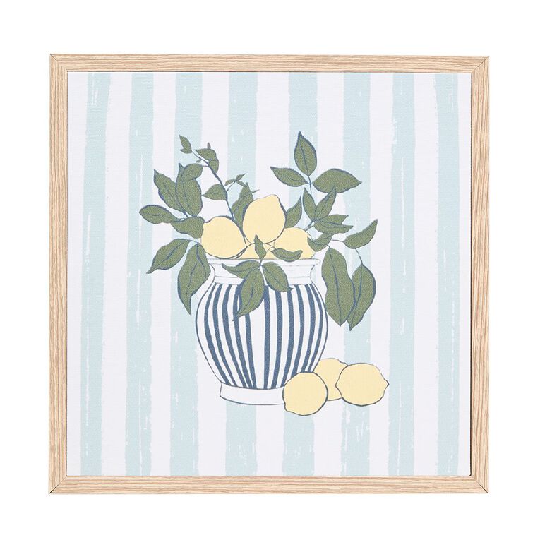 Living & Co Lemons Framed Canvas 25 x 25cm, , hi-res