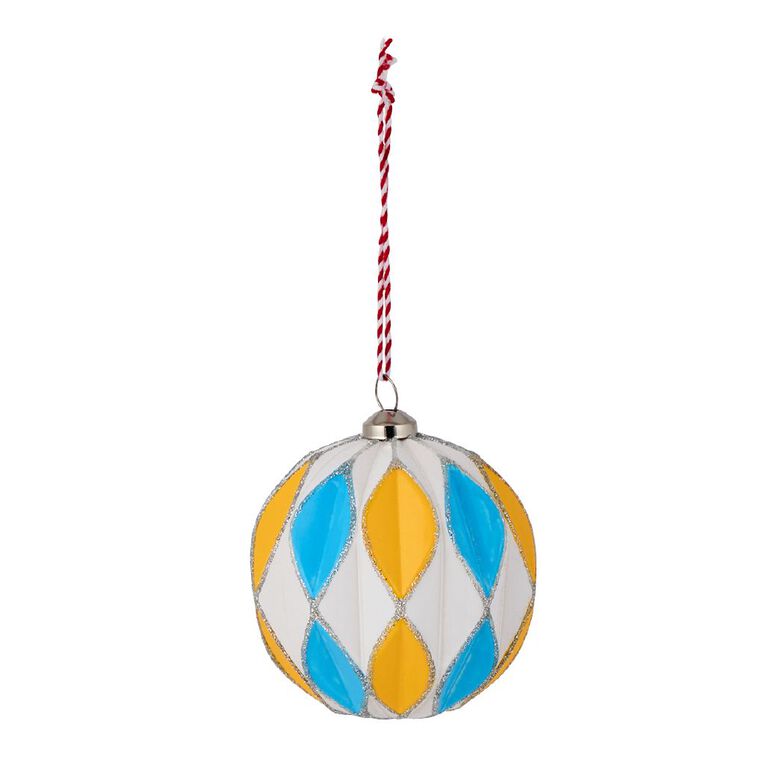 Wonderland Fun Festive Diamond Bauble 8 cm Tree Decoration Assorted, , hi-res