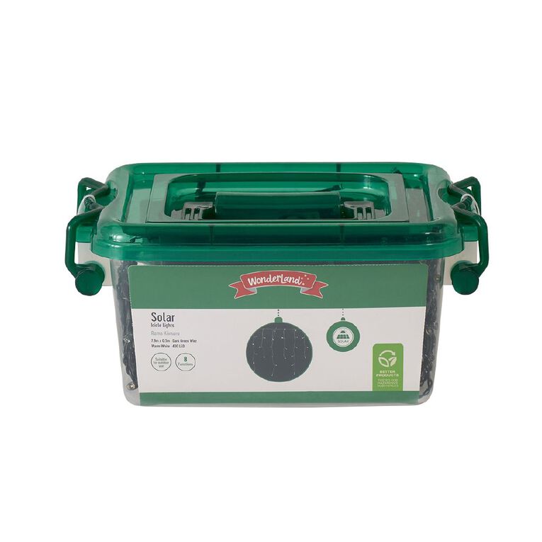 Wonderland Solar Icicle Christmas Lights Warm White 7.9m, , hi-res