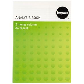 WS Analysis Book 2 Money Column 26 Leaf A4 Green Mid