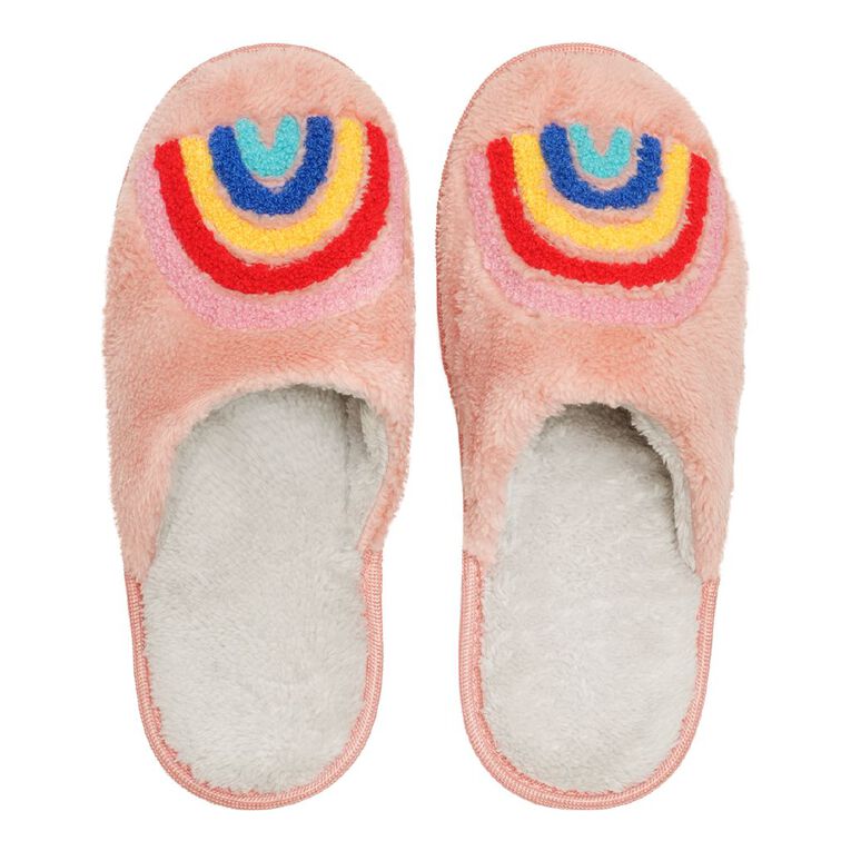H&H Women's Rainbow Scuff Slippers, Pink, hi-res