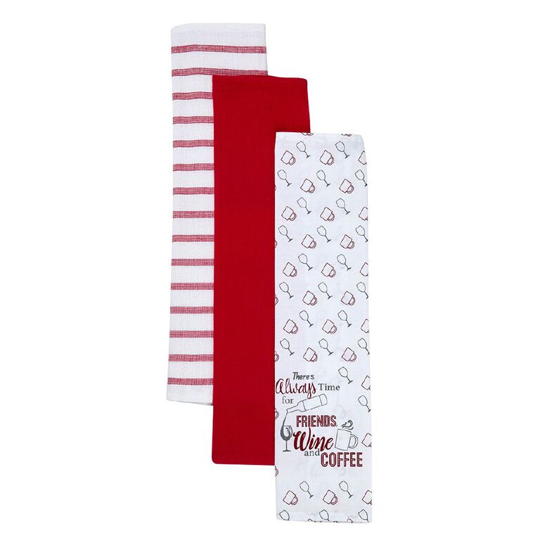 Living & Co Tea Towels 3 Pack Assorted, , hi-res