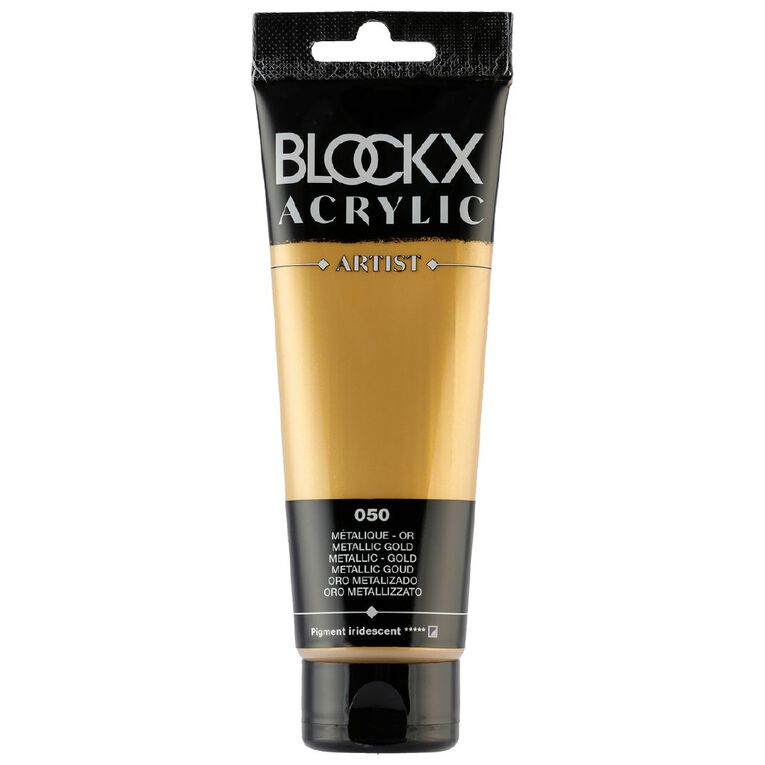 BLOCKX Acrylic Tube Metallic Gold 120ml, , hi-res