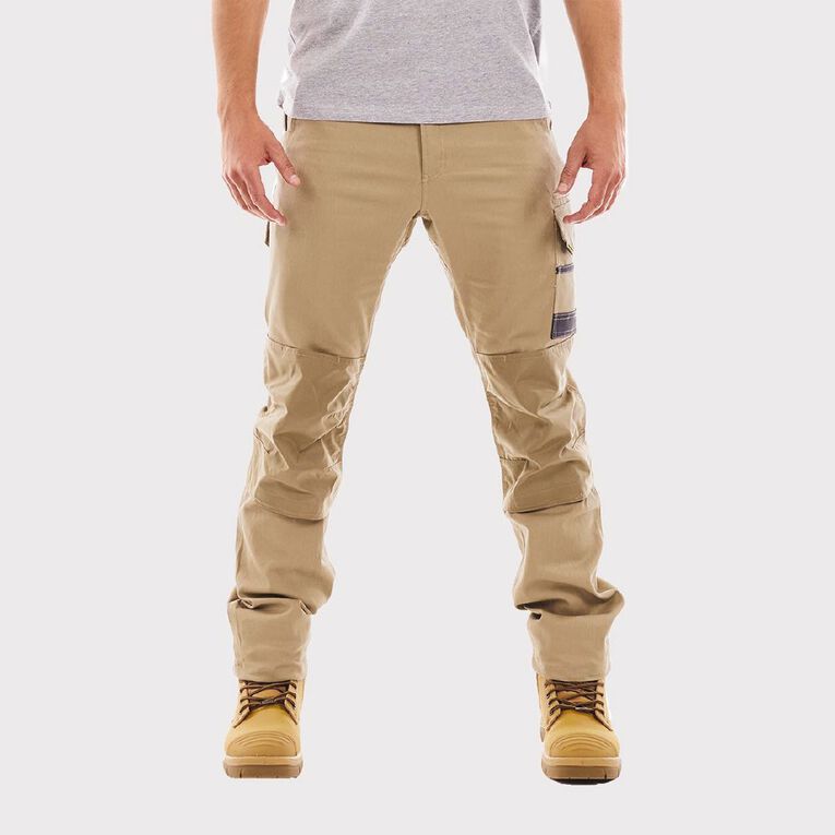 Tradie Men's Slim Fit Flex Cargo Pants, Khaki, hi-res
