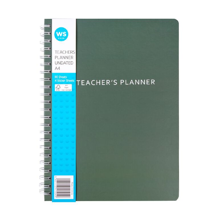 WS Teachers Planner Undated Green Dark, , hi-res
