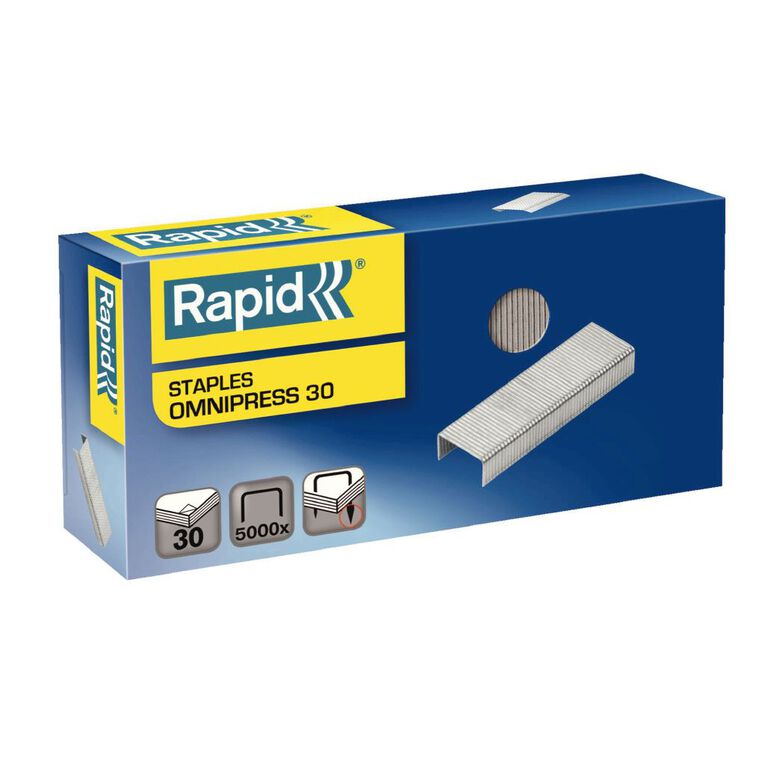 Rapid Staples Omnipress 30 Sheet 6mm 5000 Box, , hi-res