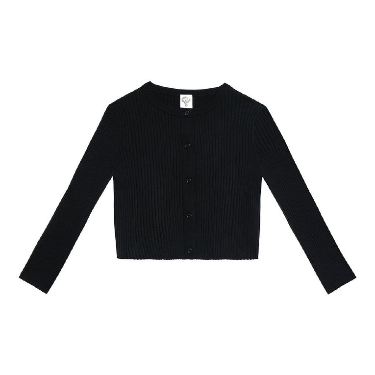Young Original Rib Cardigan, Black, hi-res