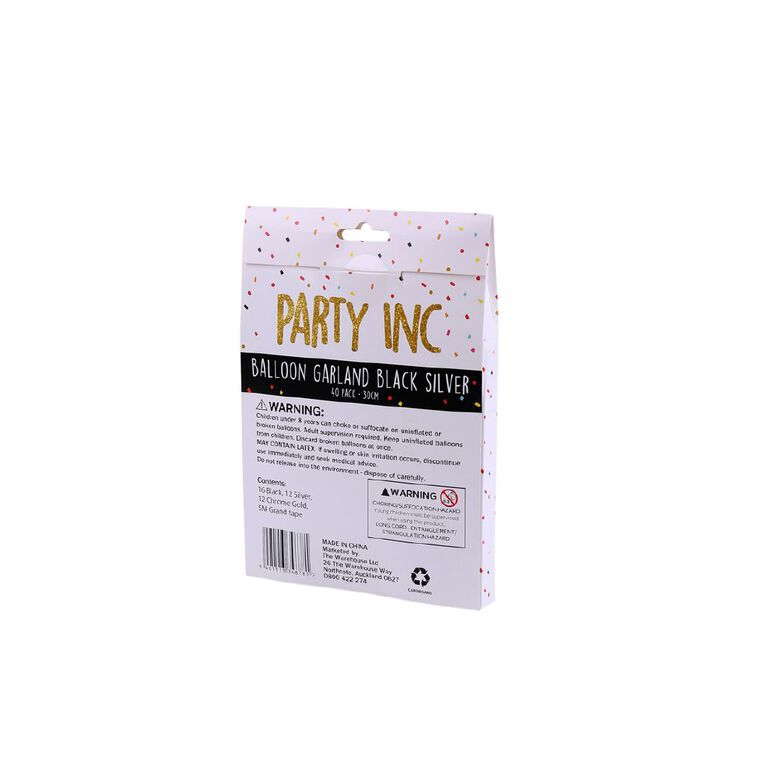 Party Inc Balloon Garland Black/Silver 30cm, , hi-res