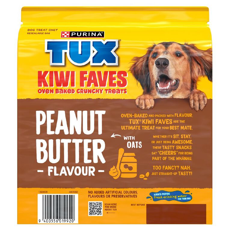 TUX Kiwi Faves Baked Peanut Butter Flavour Dog Treats 400g, , hi-res
