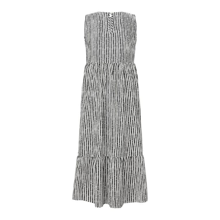 H&H Women's Seelveless Tiered Dress Midaxi, Black/White, hi-res