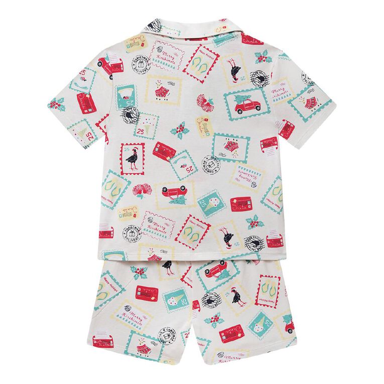 H&H Boys' Christmas Button Through Pyjama Set, Cream, hi-res