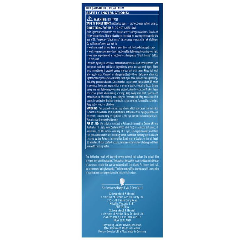 Schwarzkopf Live Colour Permanent Intense Bleach Absolute Platinum 00A, , hi-res