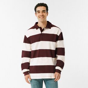 H&H Men's Stripe Rugby Polo