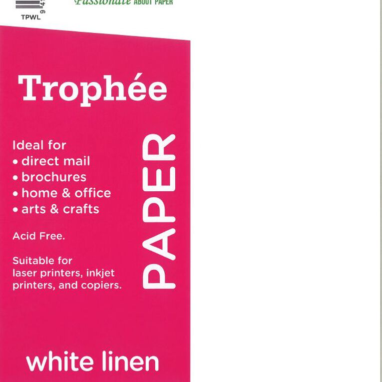 Trophee Paper 80gsm Linen White A4 30 Pack, , hi-res