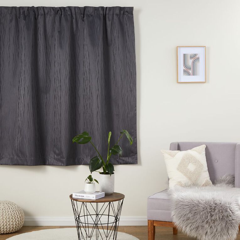 Living & Co Swirl Curtains Charcoal 230-330cm Wide/220cm Drop, Charcoal, hi-res