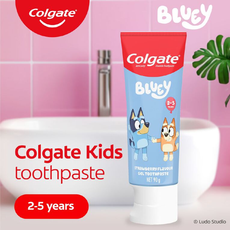 Colgate Kids' Junior Bluey Toothpaste Strawberry Gel 90g, , hi-res