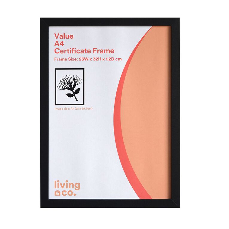 Living & Co Everyday Certificate Frame Black A3, Black, hi-res