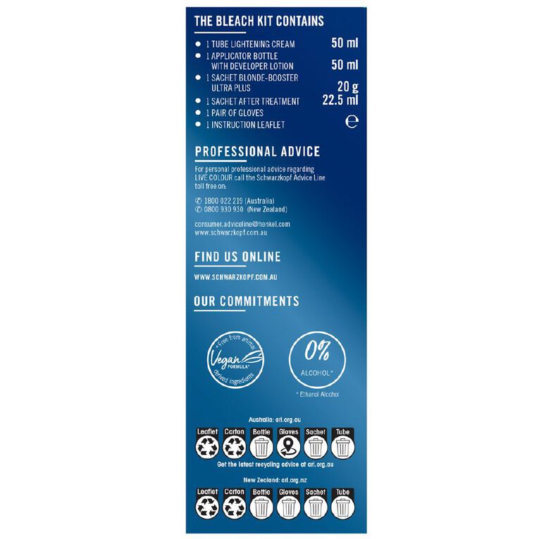 Schwarzkopf Live Colour Permanent Intense Bleach Absolute Platinum 00A, , hi-res
