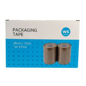 WS Packaging Tape Tan 48mm X 100m 6 Pack