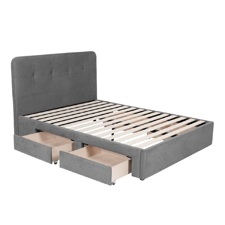 Living & Co Upholstered Storage Bed Grey Queen, , hi-res