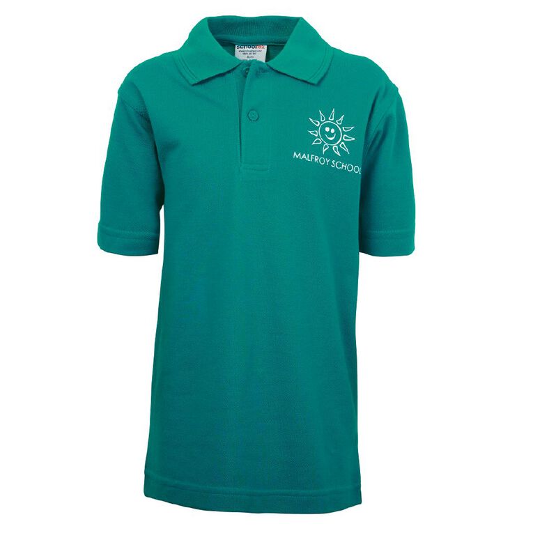 Schooltex Malfroy Short Sleeve Polo with Screenprint, Jade, hi-res
