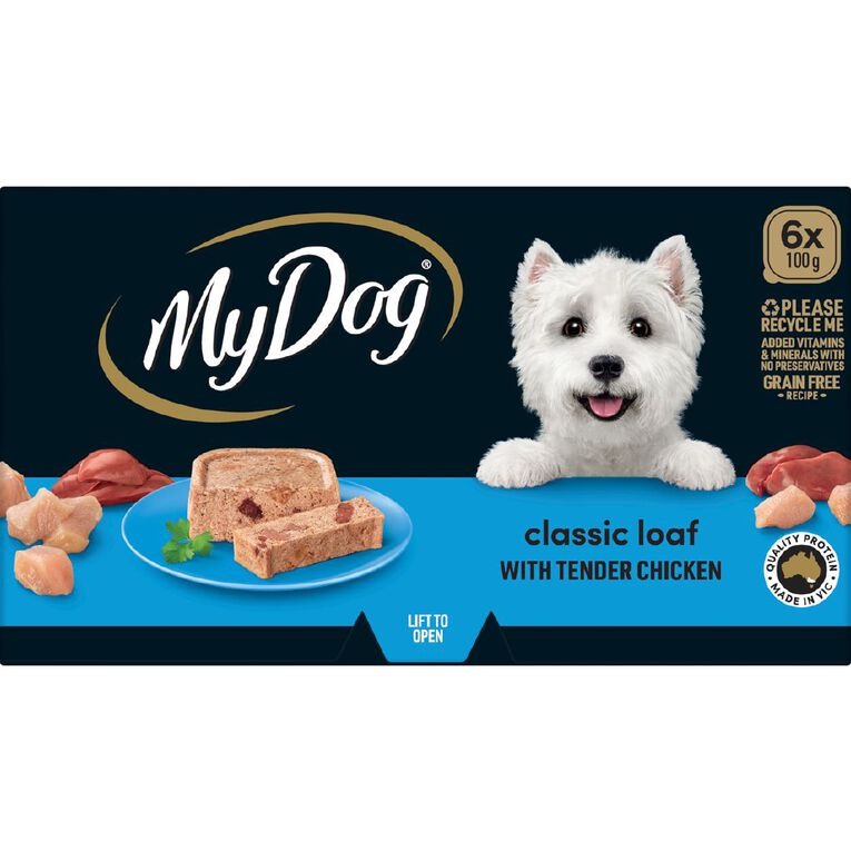 My Dog Chicken Supreme Meaty Loaf Wet Dog Food Trays 6 Pack 100g, , hi-res