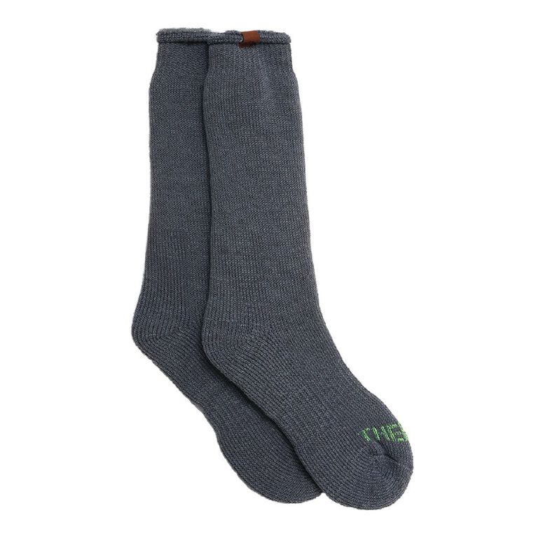 Back Country Adults' Brushed Thermal Socks 1 Pack, Charcoal, hi-res