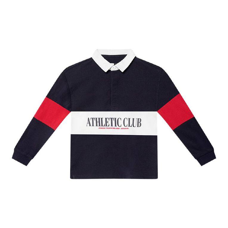 Young Original Long Sleeve Rugby Polo, Blue Dark, hi-res