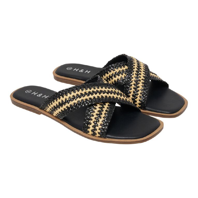 H&H Women's Sandals, Black/White, hi-res