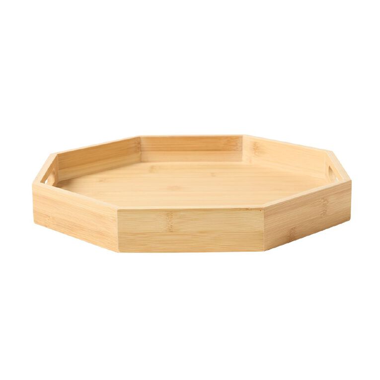 Living & Co Bamboo Tray Geometric Shaped Natural, , hi-res