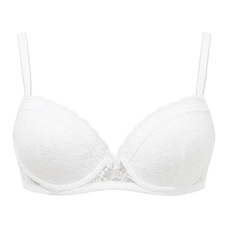 H&H Women's Poppy Lace Contour Bra, White, hi-res