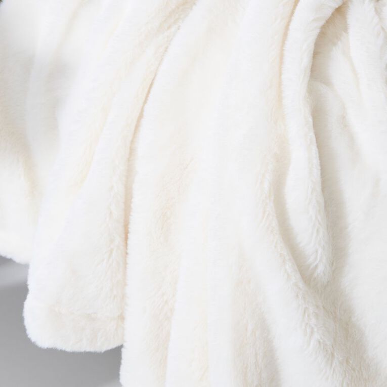 Living & Co Throw Faux Fur Bunny Natural 127cm x 152cm, , hi-res