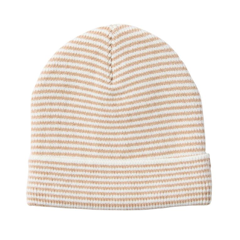 Young Original Infants' Stripe Rib Beanie, Brown Mid, hi-res