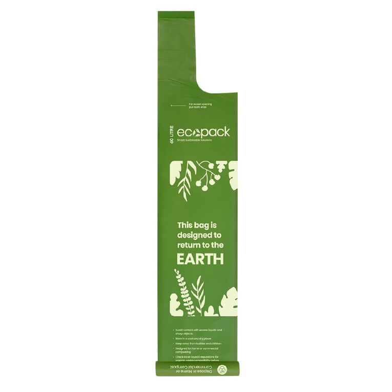Ecopack Compostable Bin Liners 60L 5 pack, , hi-res