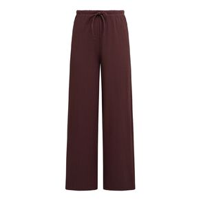 H&H Women's Rib Drawcord Wide Leg Pants