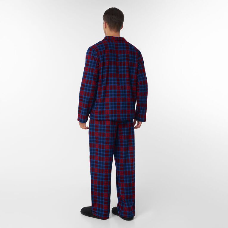H&H Men's Button Up Flanelette Pyjama Set, Red Dark, hi-res