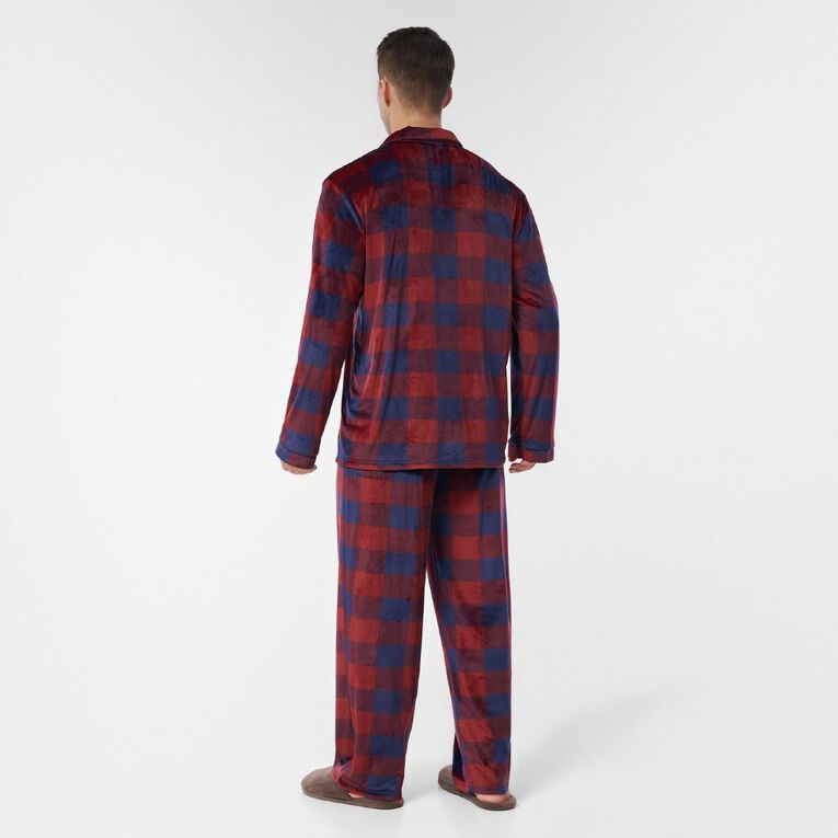 H&H Men's Soft Mink Button Up Pyjama Set, Green Dark, hi-res
