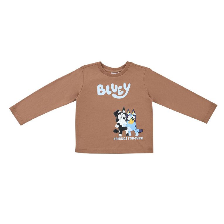 Bluey Toddler Long Sleeve Print Tee, Brown, hi-res